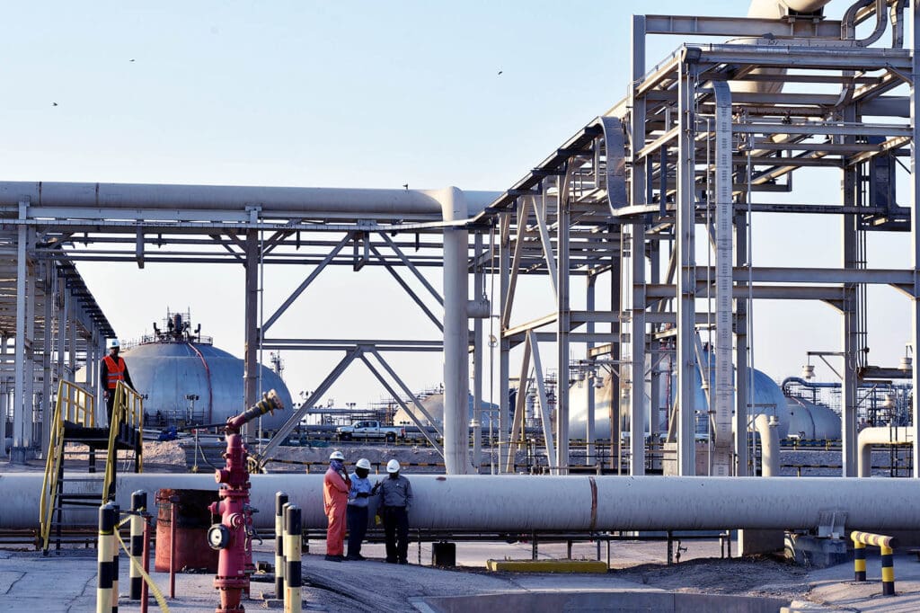 A partial view of Saudi Aramco's Abqaiq oil processing plant on September 20, 2019. - Saudi Arabia said on September 17 its oil output will return to normal by the end of September, seeking to soothe rattled energy markets after attacks on two instillations that slashed its production by half. The strikes on Abqaiq - the world's largest oil processing facility - and the Khurais oil field in eastern Saudi Arabia roiled energy markets and revived fears of a conflict in the tinderbox Gulf region. <noread>(Photo by Fayez Nureldine / AFP)</noread>        <noread>(Photo credit should read FAYEZ NURELDINE/AFP via Getty Images)</noread>